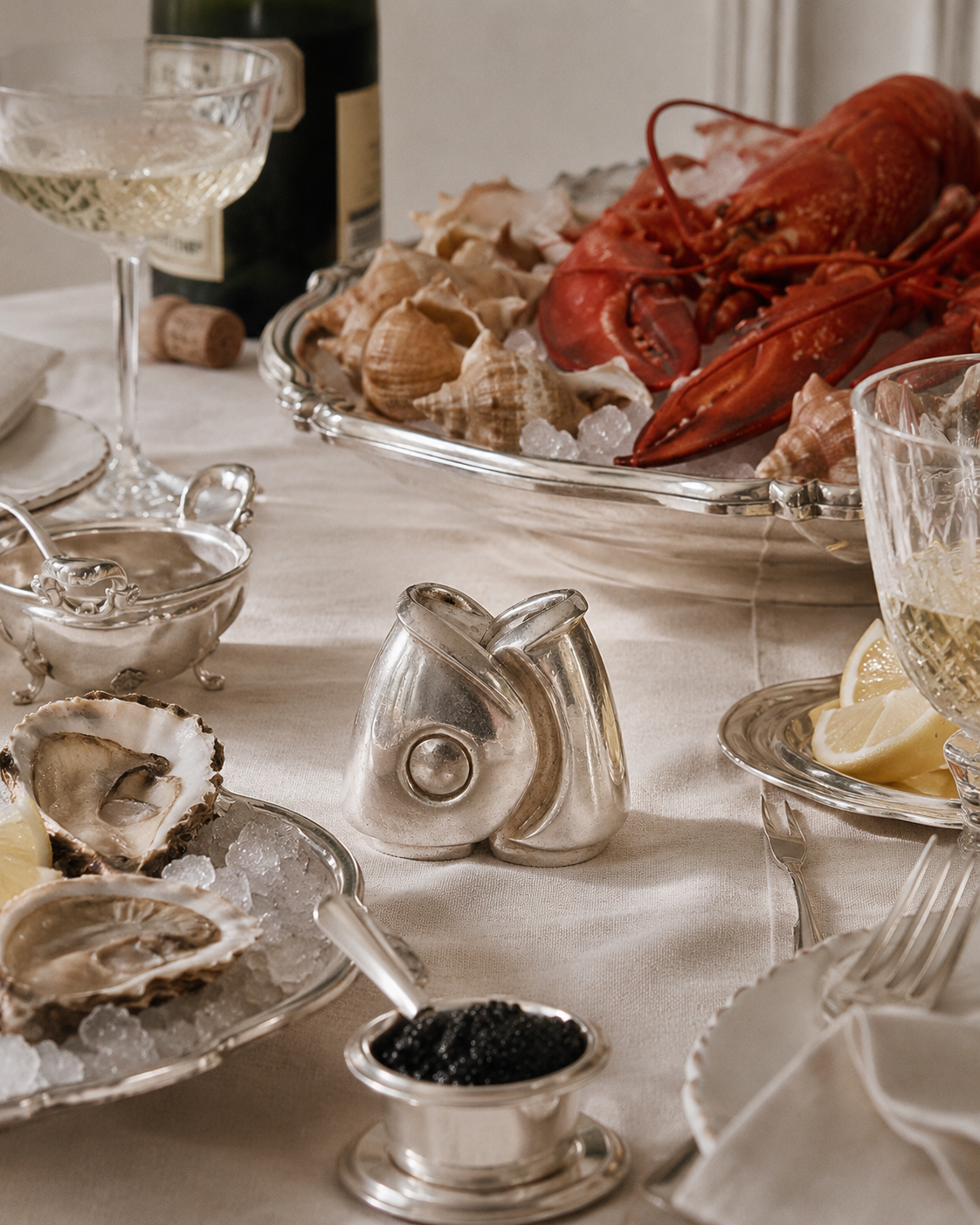 Interlocking Silver Fish Salt & Pepper Shakers