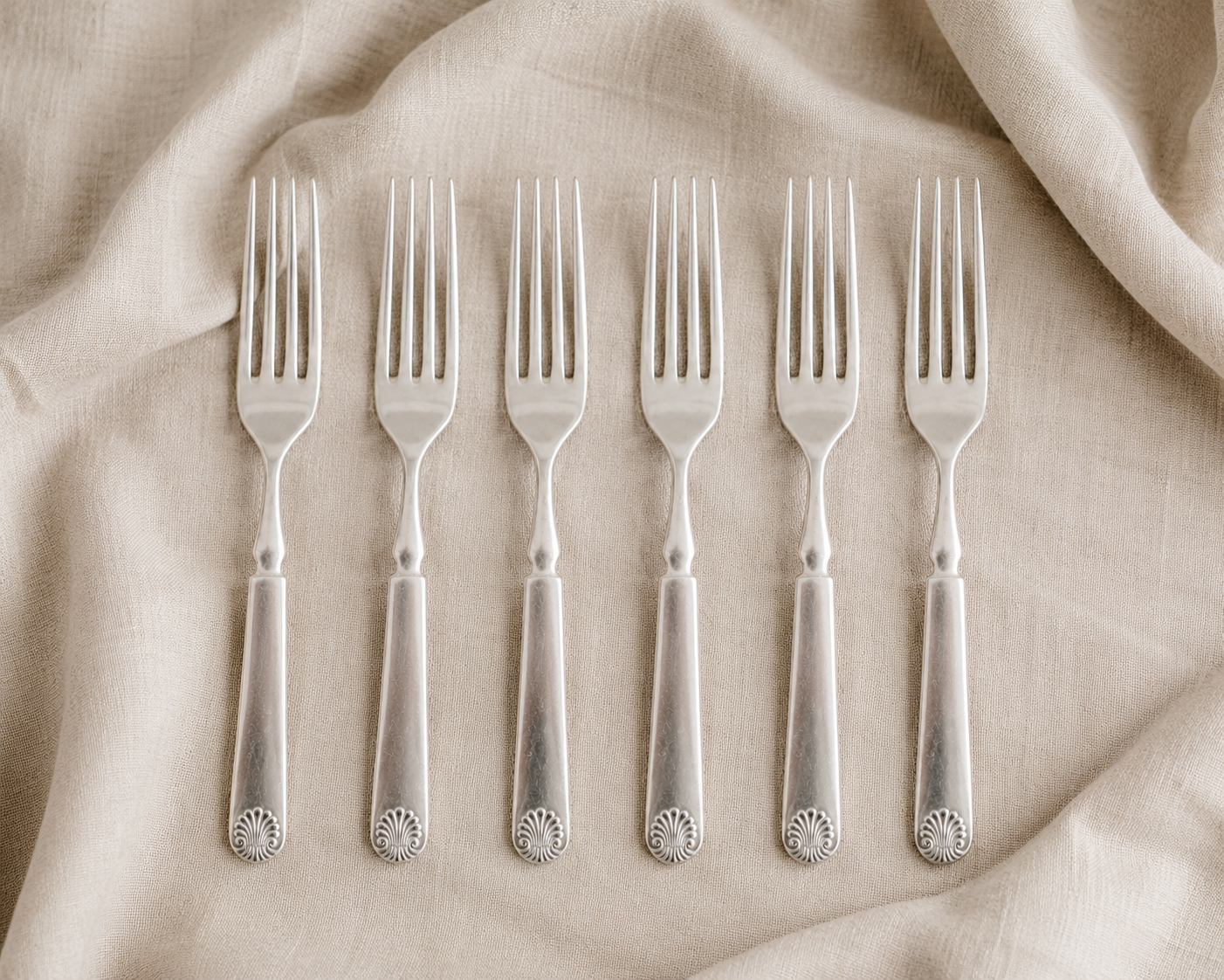 Vintage Shell Ornate Silver Platted Forks